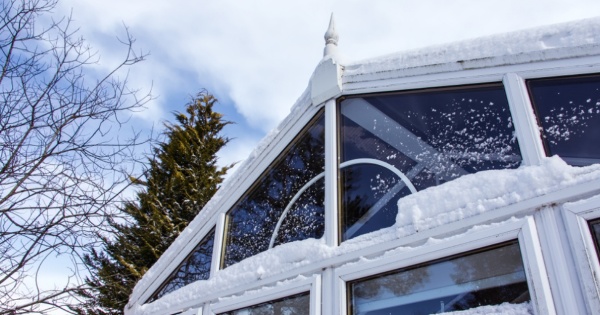 snow in a conservatory room without a warm roof to protect it 2