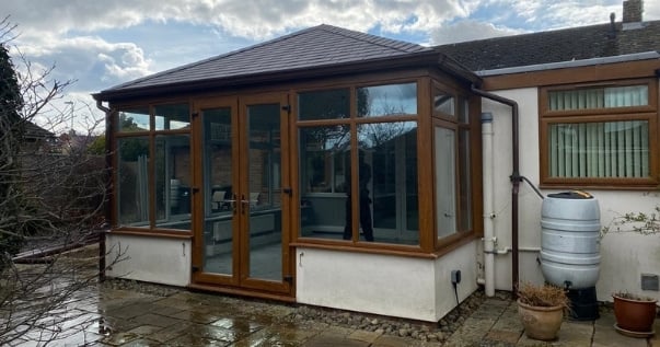 Transformed conservatory with a Guardian Warm Roof destined to be a breakfast nook.