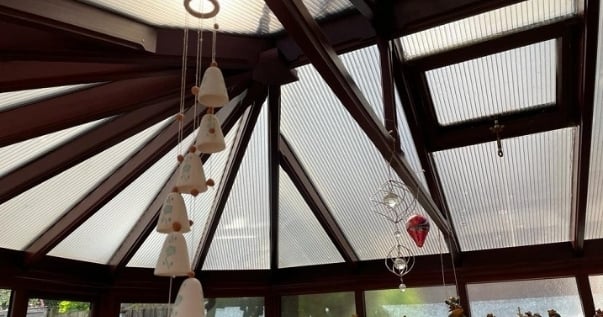 Polycarbonate conservatory roof needs a Guardian Warm Roof replacement in order to have an efficient insulated conservatory.