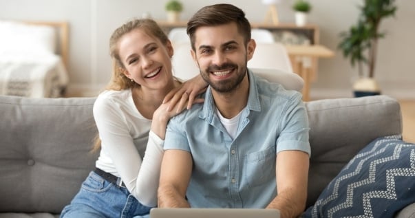 Young couple planning a conservatory transformation.