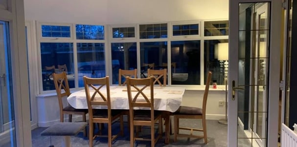 Solid roof conservatory used as dining room