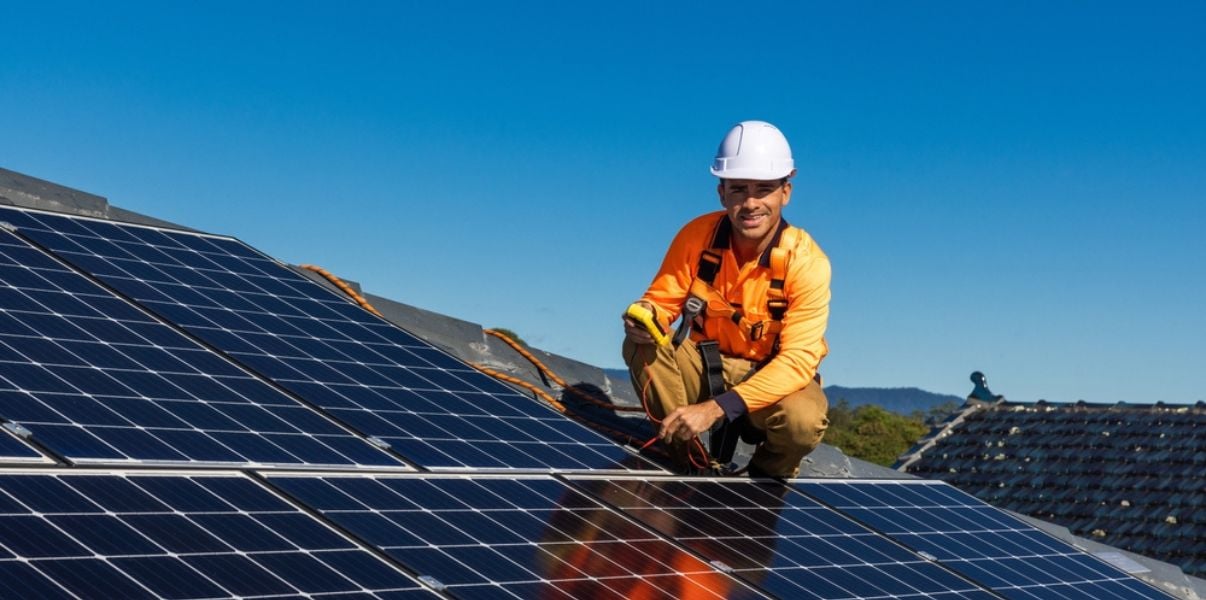 P4Rs MCS accredited team member installing solar panels