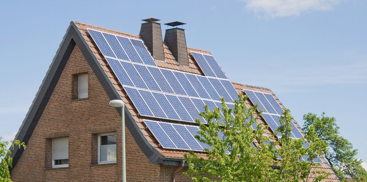 Solar panels installed on a houses roof