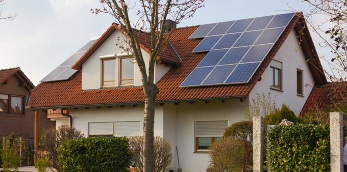 Quaint house after solar panel installation