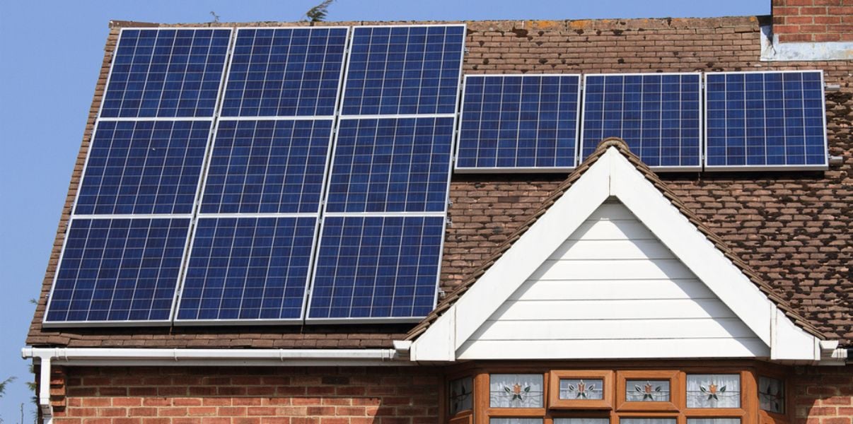 Solar panels installed on home roof