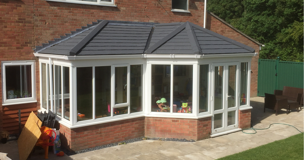 Conservatory after a conservatory transformation with a P Shaped style.